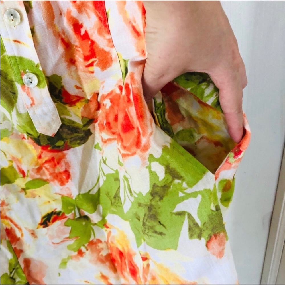 JONES NEW YORK colorful floral 100% linen lightweight summer dress Size small - Picture 4 of 8